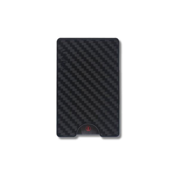 Storus Smart Wallet RFID Card Holder Money Clip in Carbon FIber material flat side shown