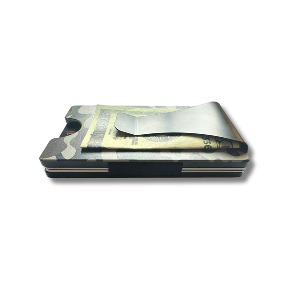 Storus Smart Wallet  RFID blocking card holder money clip in green camouflage print side