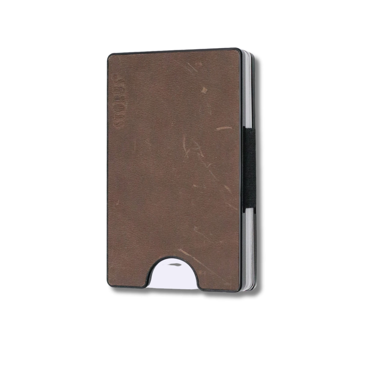 Smart Wallet Leather brown flat side filled with cards and cash