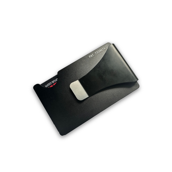Storus Smart Wallet RFID Blocking card holder money clip wallet in distressed American Flag print clip side shown