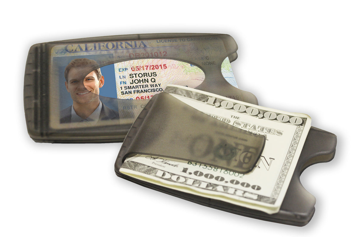 Smart Money Clip® - Lite Charcoal - Storus - clip side and card side show at same time