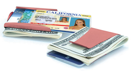 Smart Money Clip pink finish - channel side and clip side shown filled and side by side