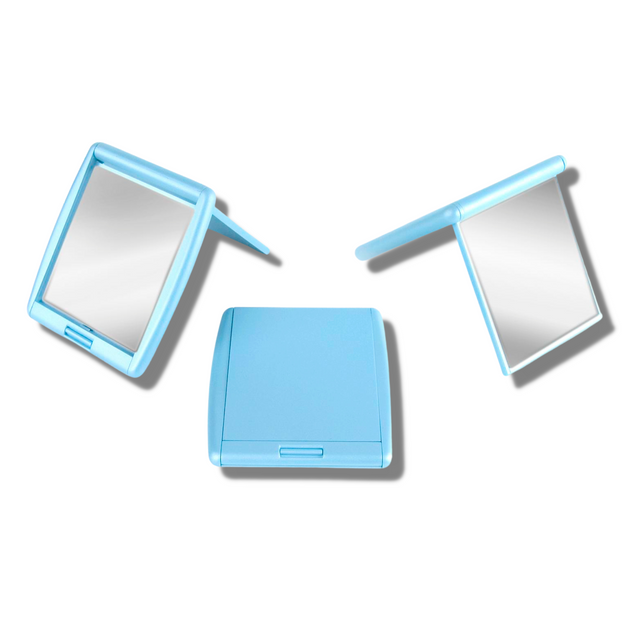 Storus 2-Faced Compact Mirror in blue color all both mirrors shown