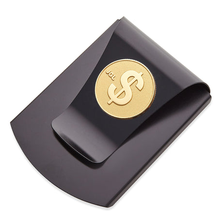 Storus® Smart Money Clip®- Gunmetal with gold $ Sign medallion - by #Storus #ScottKaminski #MoneyClip #SlimClip #bestmoneyclip #groomsmangifts #Swag #Love #trump #President
