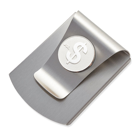 Storus® Smart Money Clip® - Brushed Stainless with silver $ Sign medallion - #Storus #ScottKaminski #MoneyClip #SlimClip #bestmoneyclip #groomsmangifts #Swag #Love #trump #President