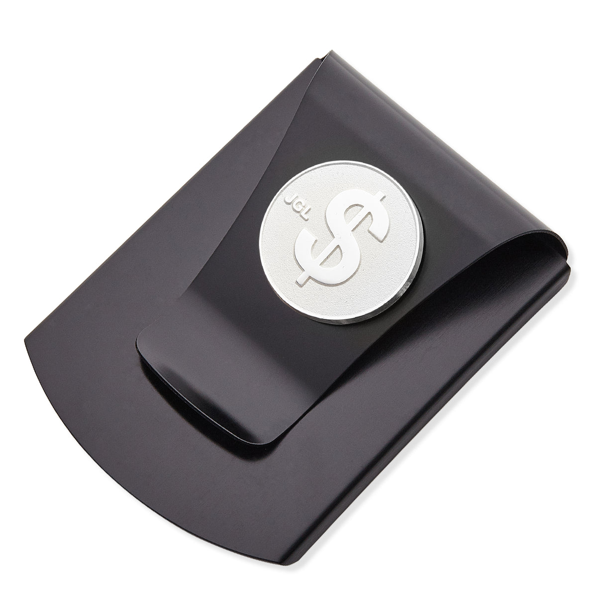 Storus® Smart Money Clip® Brushed Matte Black with silver $ Sign Medallion shown - #ScottKaminski #Storus #MoneyClip #SlimClip #bestmoneyclip #groomsmangifts #Swag #Love #trump #President