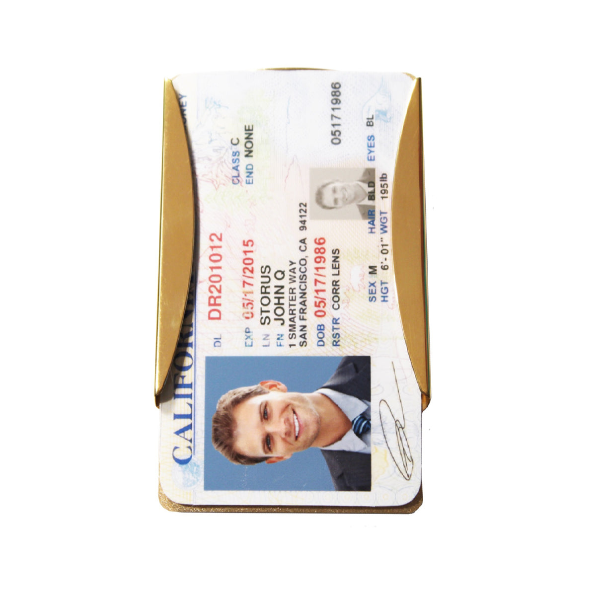 Storus® Smart Money Clip®President Trump, Keep America Great, Commemorative 2020 Election Edition - Polished Gold channel side with ID inside - #ScottKaminski #Storus #MoneyClip #SlimClip #bestmoneyclip #groomsmangifts #Swag #Love #trump #President