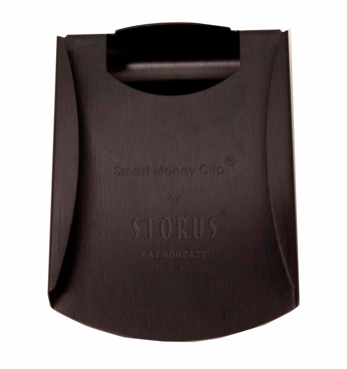 Storus® Smart Money Clip® Brushed Matte Black channel side shown empty - #ScottKaminski #Storus #MoneyClip #SlimClip #bestmoneyclip #groomsmangifts #Swag #Love #trump #President