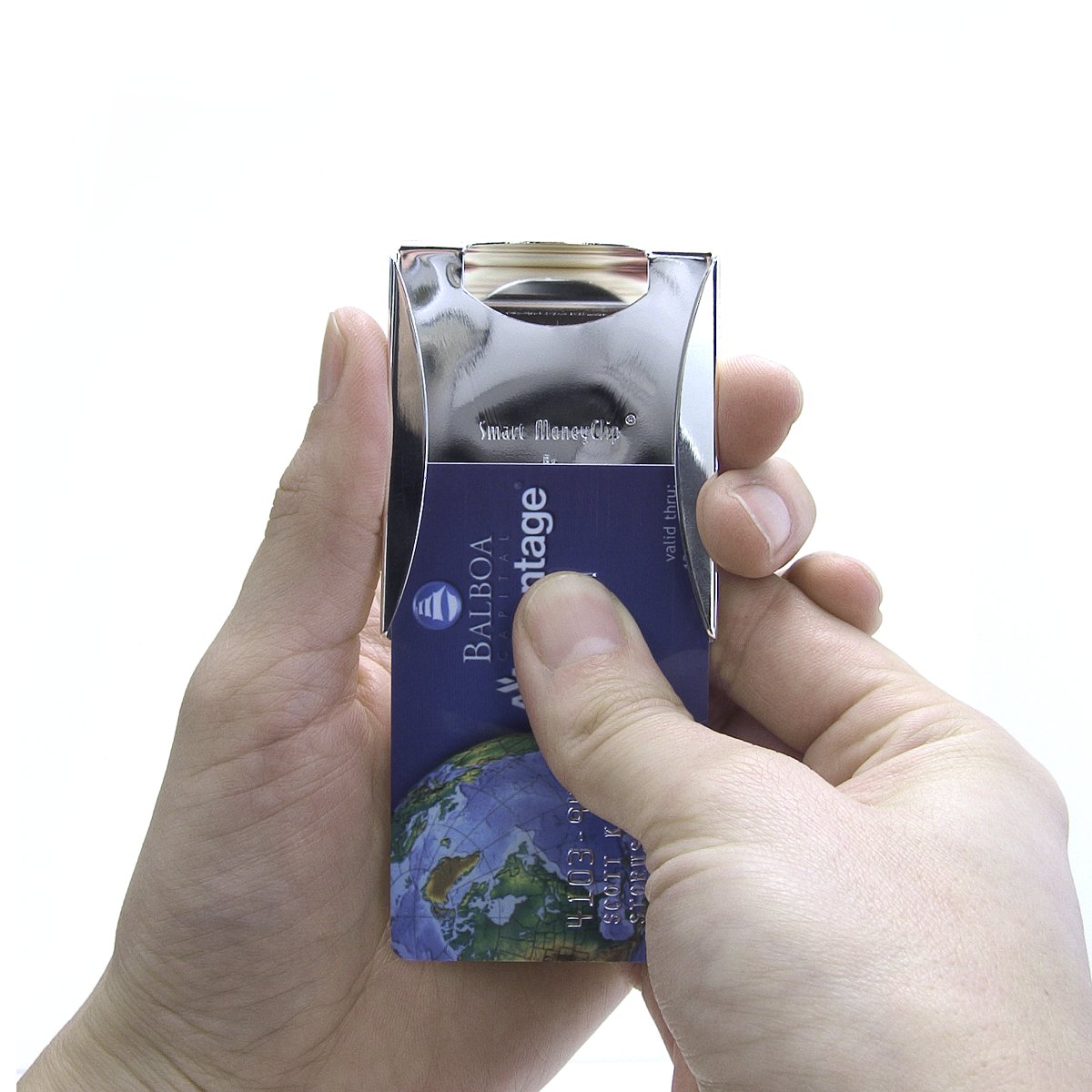 Smart Money Clip Titanium finish - sliding cards on channel side