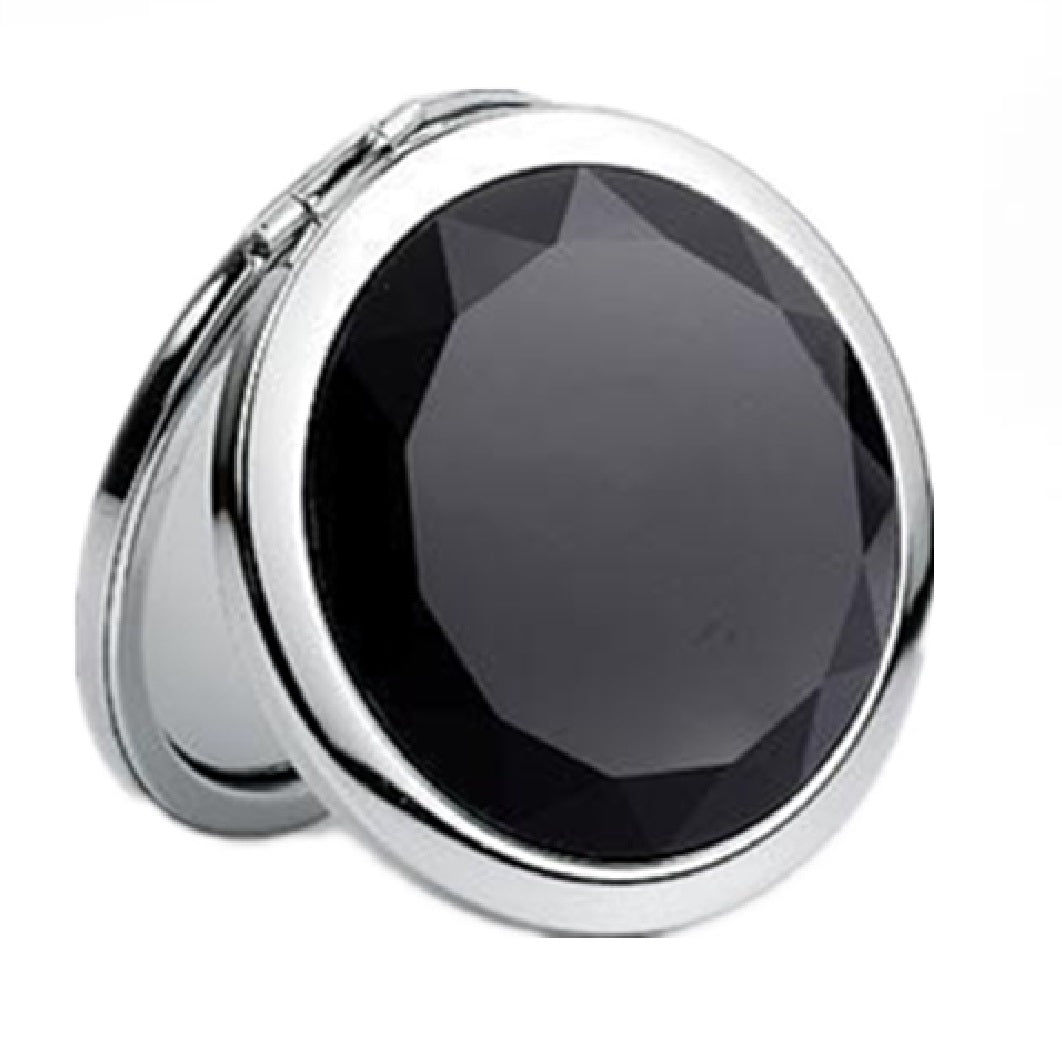 Mia® Jeweled Compact Mirror - black rhinestone - invented by #MiaKaminski #MiaBeauty #Mirrors #CompactMirror #TravelMirror #purseMirror #Pretty #love #mothersday