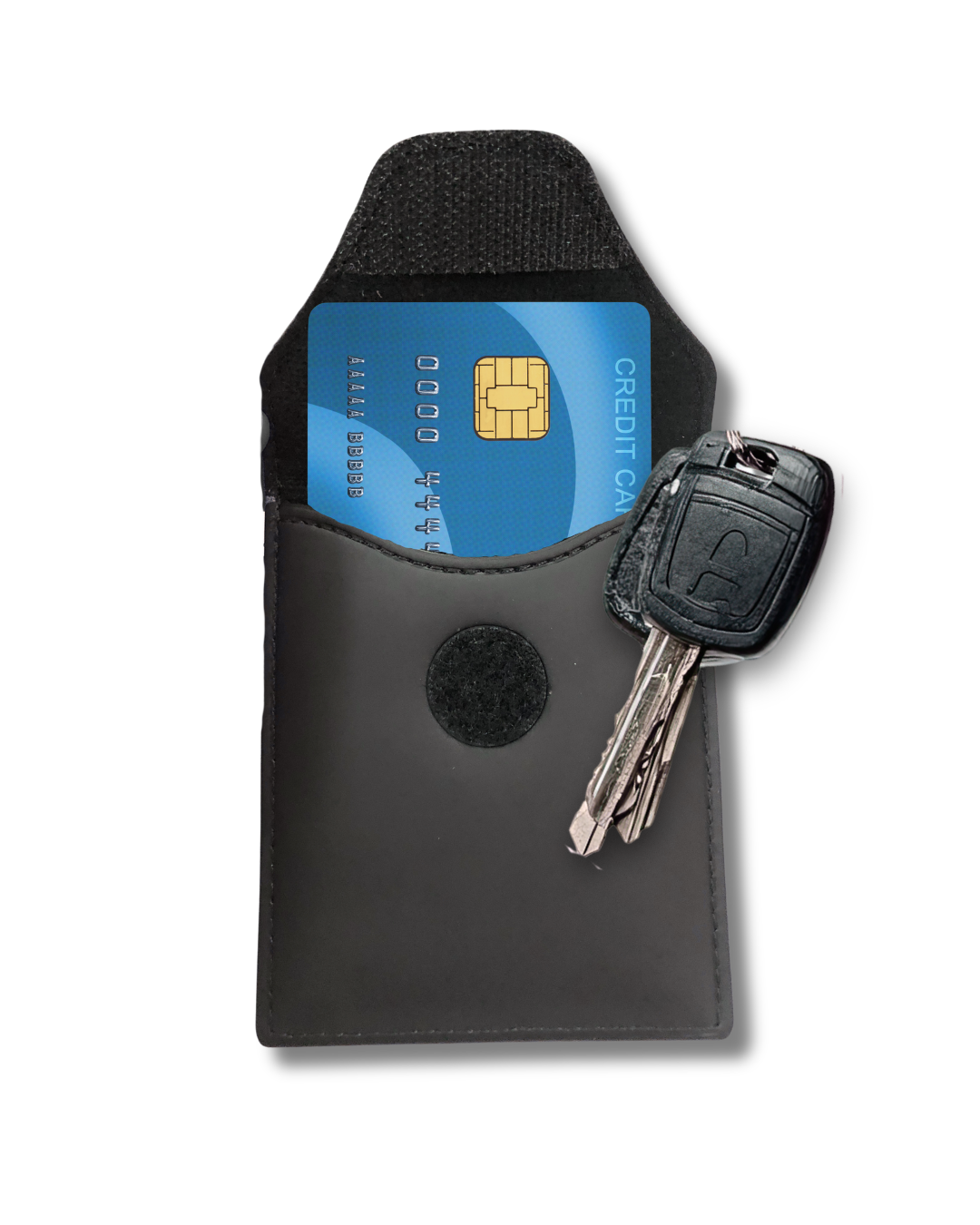 Storus Smart Fitness Wallet open with credit card and keys