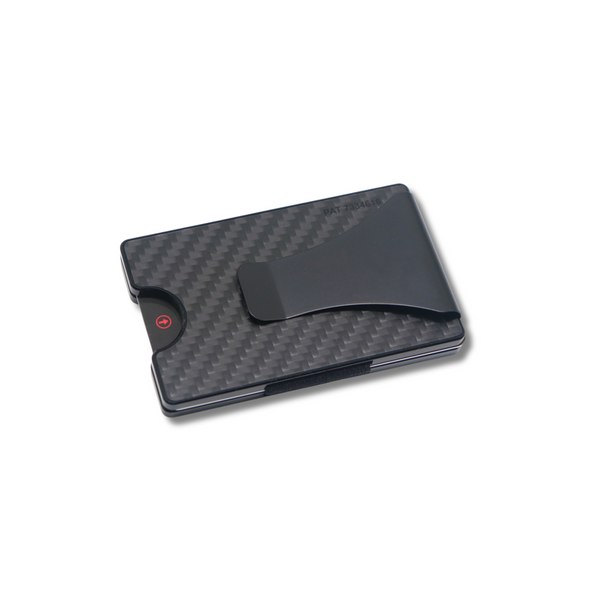 Storus Smart Wallet RFID Card Holder Money Clip in Carbon Fiber material clip side shown