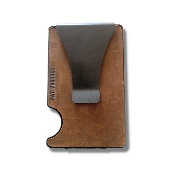 Storus Smart Wallet leather RFID blocking card holder money clip clip side shown