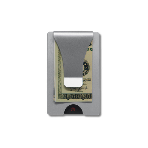 Storus Smart Wallet RFID Blocking card holder money clip aluminum finish with million dollar bill and VIP card inside