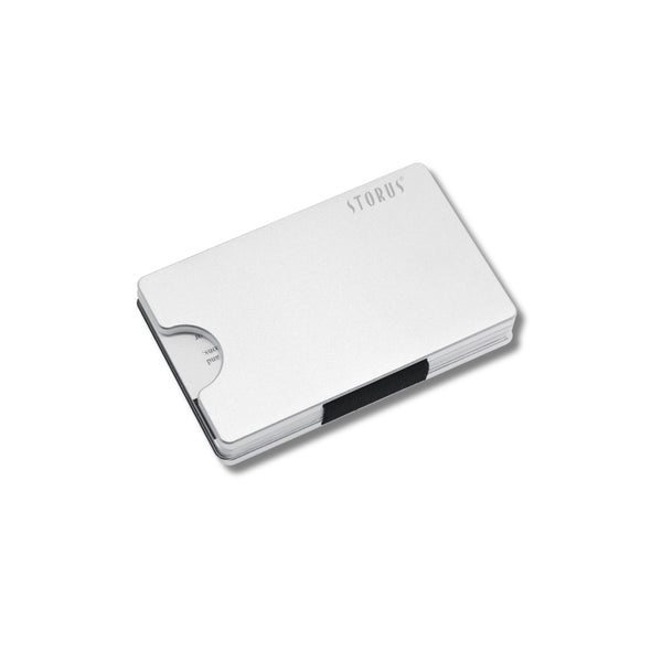 Storus Smart Wallet RFID Blocking card holder money clip aluminum finish flat side and filled