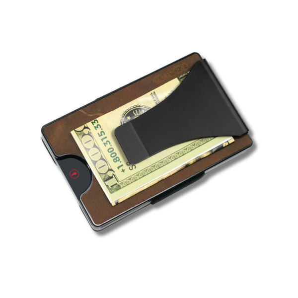 Smart Wallet Leather brown filled with cards and cash