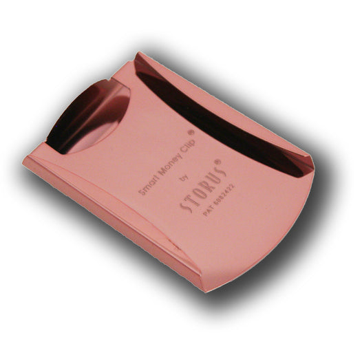Storus® Smart Money Clip pink finish card side shown empty - #ScottKaminski #Storus #MoneyClip #SlimClip #bestmoneyclip #groomsmengifts #gifts #wedding #fathersday #MothersDay #golf #Swag #Love