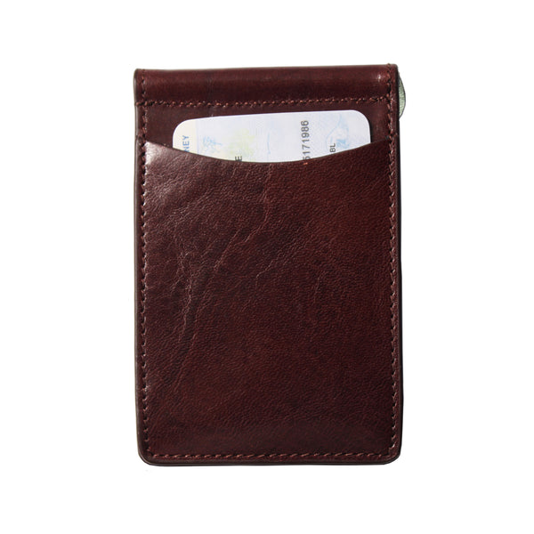 Storus Razor Wallet dark brown back side with ID in pocket