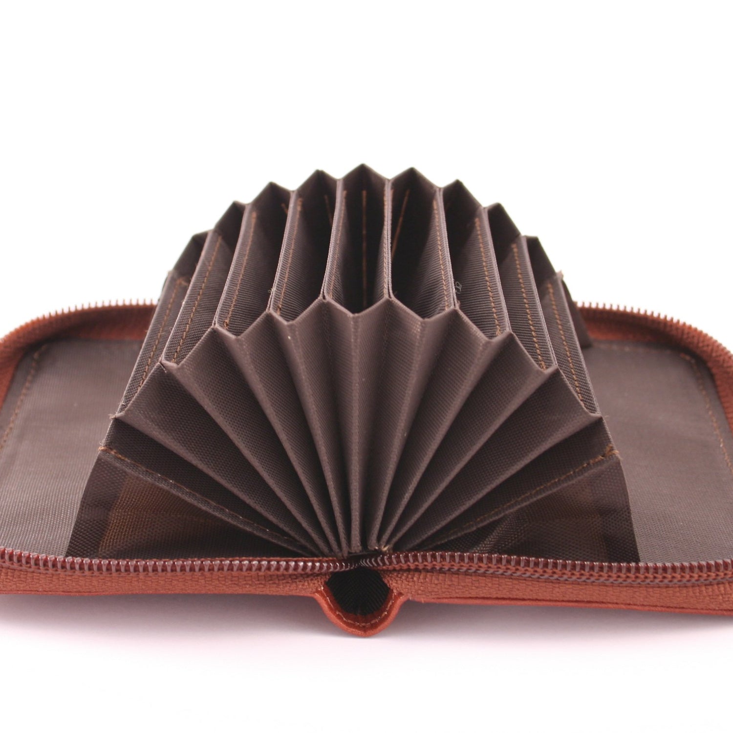 Storus Smart Accordion Wallet open and fanned empty