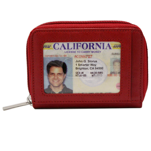 Storus Smart Accordion Wallet™ - Red color ID window side with ID inside
