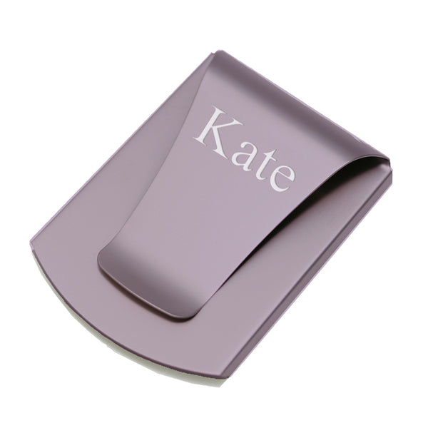Smart Money Clip purple finish - shown engraved with a name
