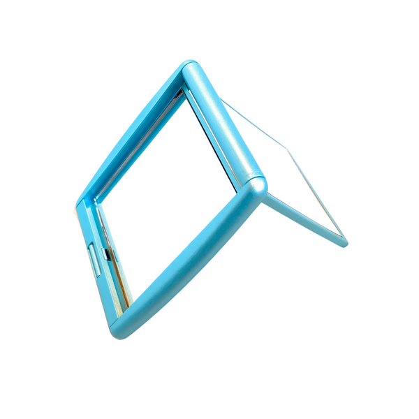 Storus 2-Faced Compact Mirror in blue color shown open