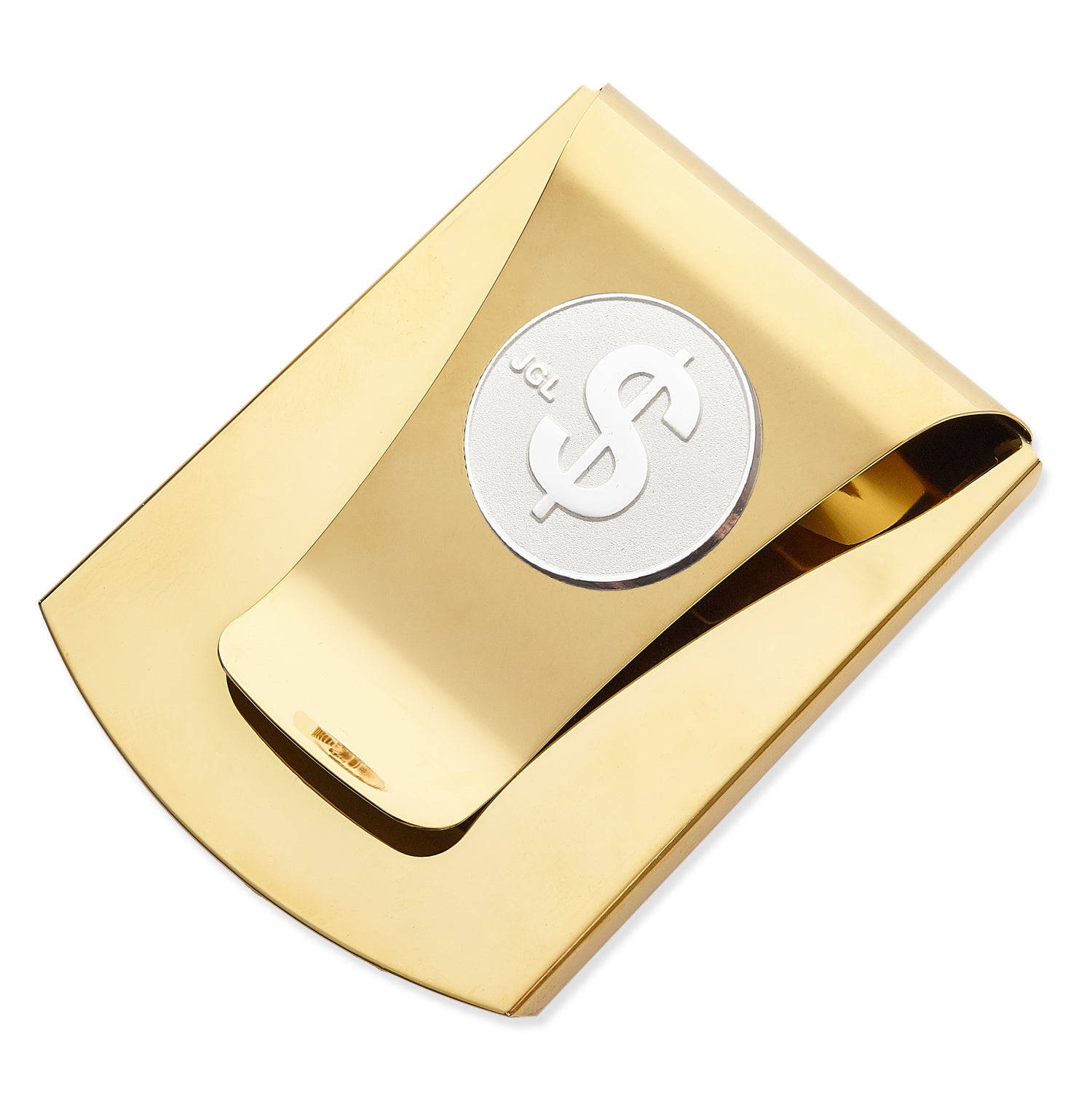 Storus® Smart Money Clip®Polished Gold with silver $ Sign medallion - #ScottKaminski #Storus #MoneyClip #SlimClip #bestmoneyclip #groomsmangifts #Swag #Love #trump #President