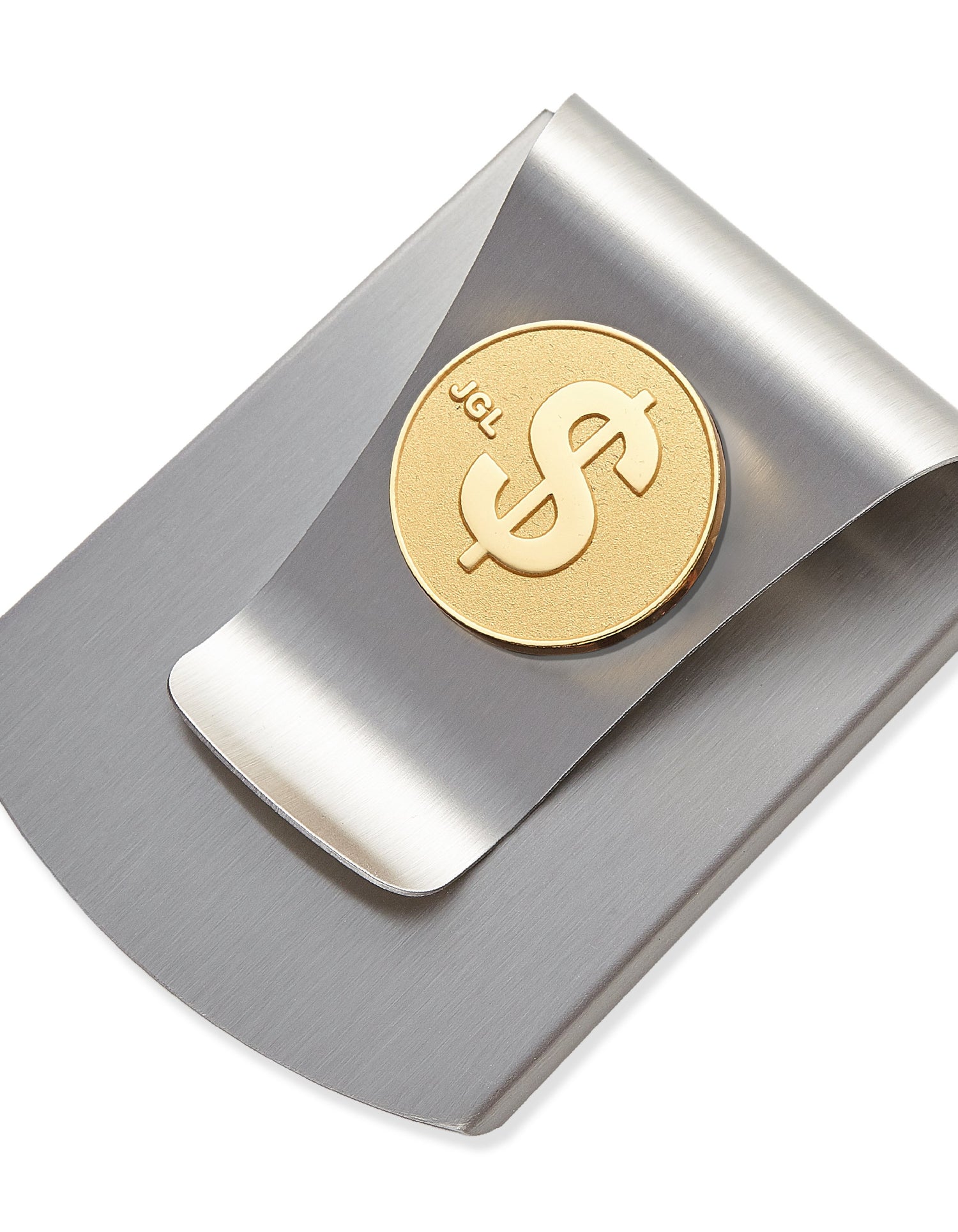 Storus® Smart Money Clip® - Brushed Stainless with gold $ Sign medallion - #Storus #ScottKaminski #MoneyClip #SlimClip #bestmoneyclip #groomsmangifts #Swag #Love #trump #President