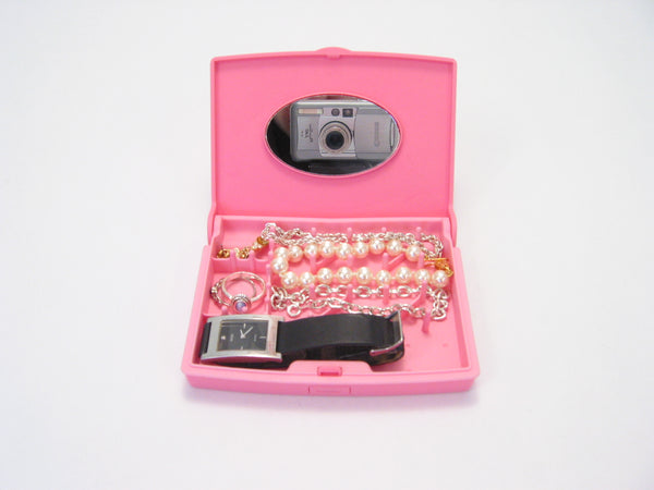 Storus Smart Jewelry Case® Mini - Pink - open front view filled with jewelry
