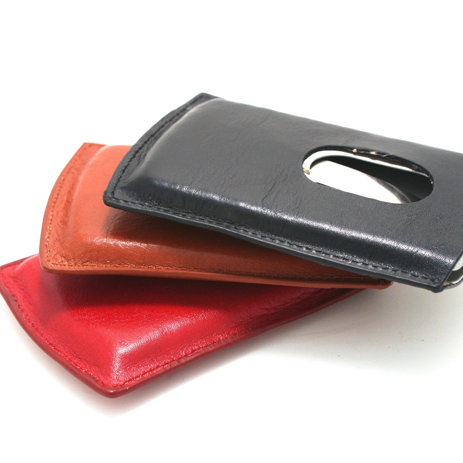 Storus metal Smart Card Case with leather covers front side 3 colors shown