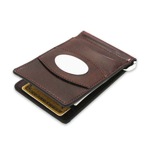 Storus Razor Wallet™ w/ Engraving Plate - Dark Brown - front view