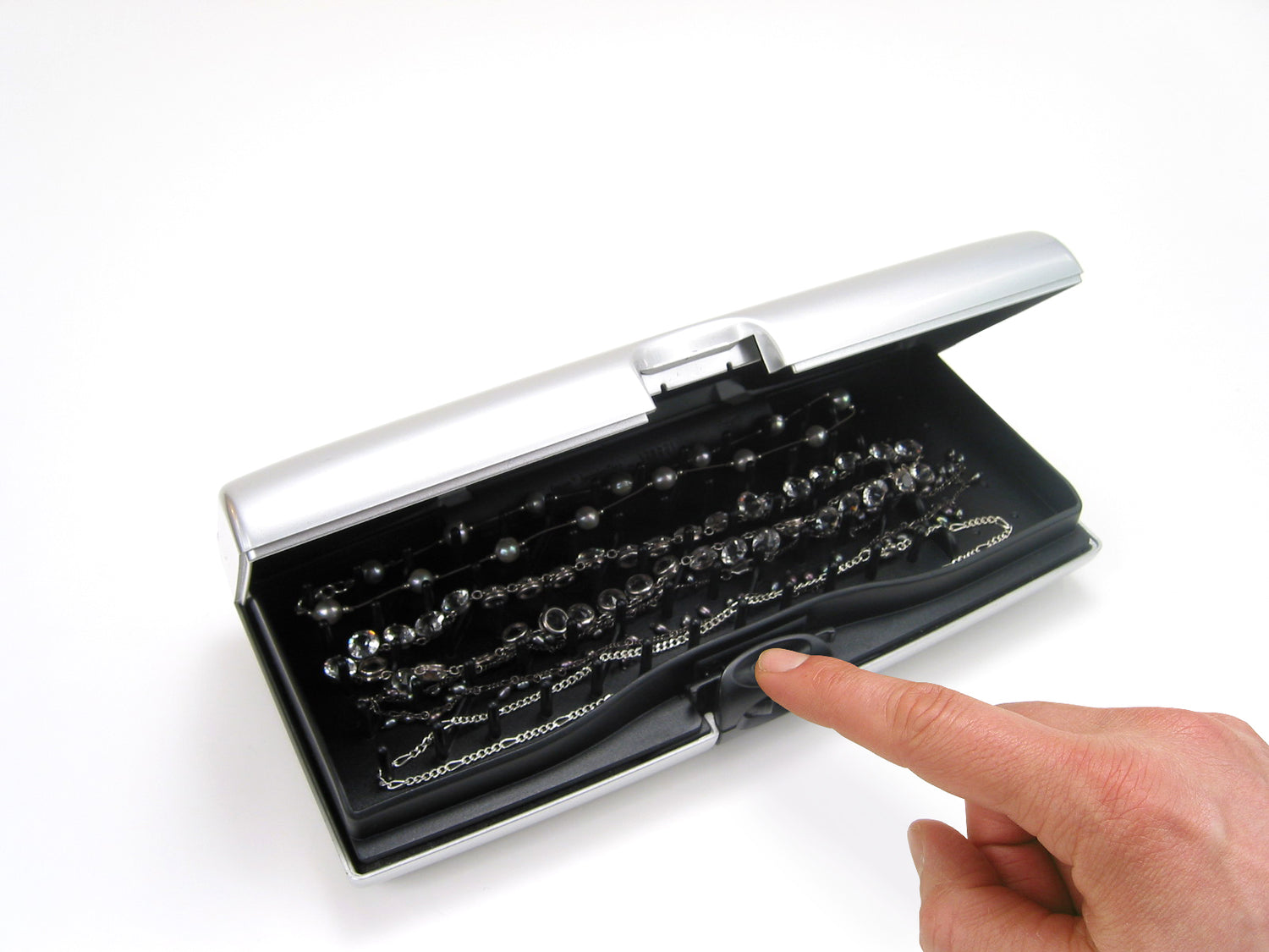 Storus Smart Jewelry Case® - silver color one touch auto opening