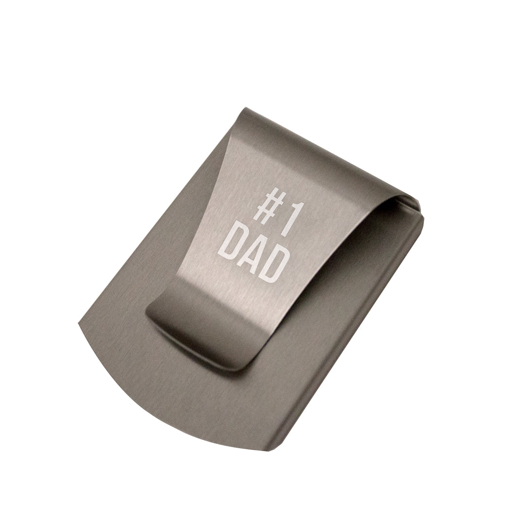 Storus® Smart Money Clip engraved #1 Dad - #ScottKaminski #Storus #MoneyClip #SlimClip #bestmoneyclip #groomsmengifts #gifts #wedding #fathersday #golf #Swag #Love