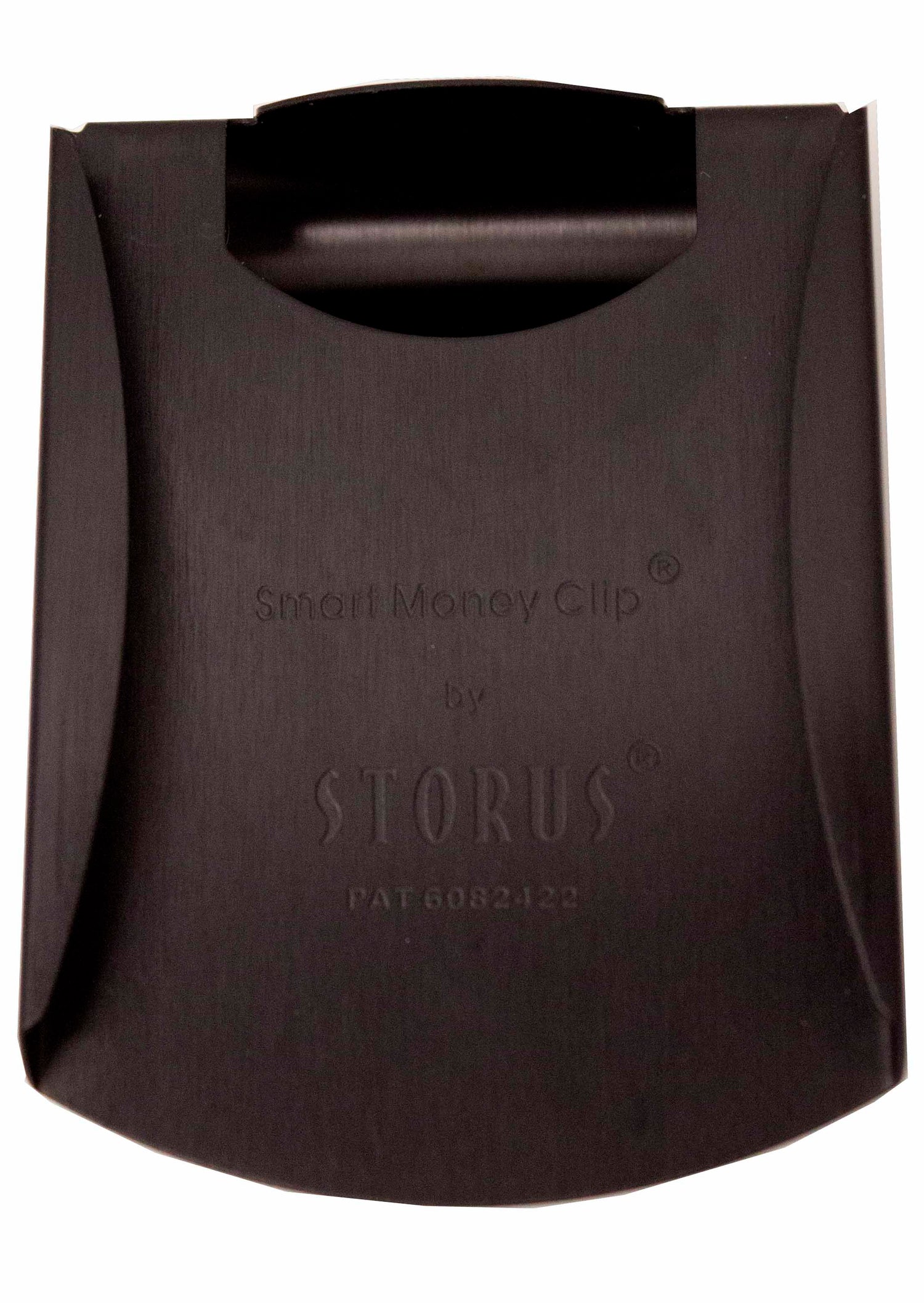 Storus® Smart Money Clip® Brushed Matte Black channel side shown empty - #ScottKaminski #Storus #MoneyClip #SlimClip #bestmoneyclip #groomsmangifts #Swag #Love #trump #President