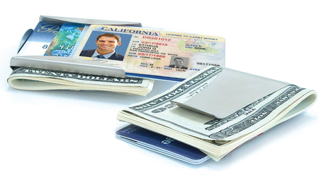 Smart Money Clip Titanium finish - front and back shown side by side