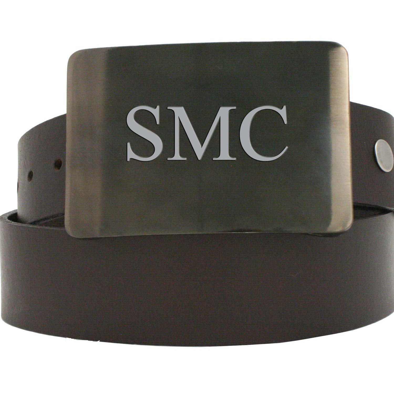 Storus Smart Belt Buckle™ - gunmetal finish on belt engraved