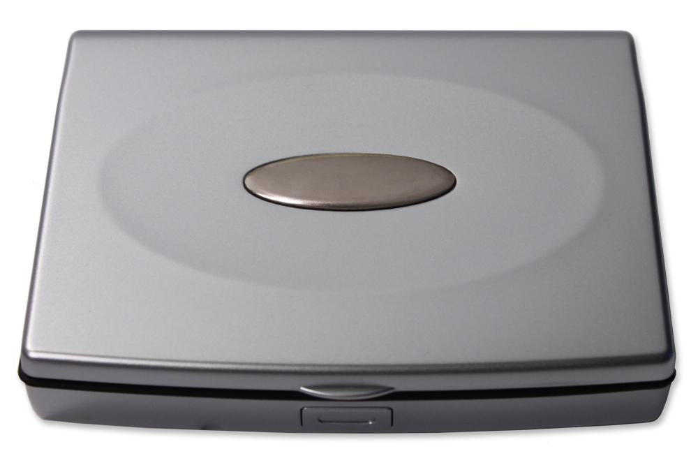 Storus Smart Jewelry Case® Mini - silver - top view closed with engraving plate