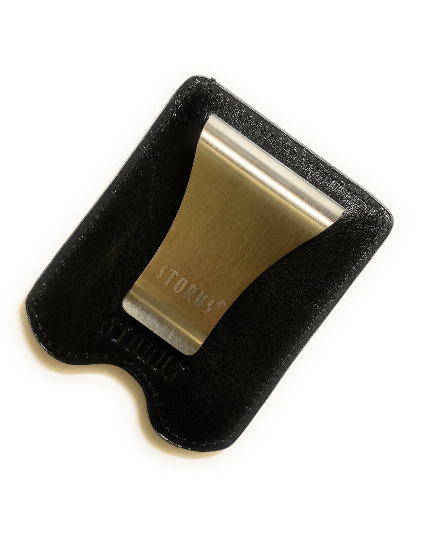 Storus® Smart Money Clip Leather  clip side shown