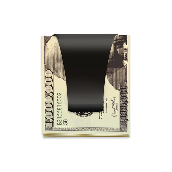 Storus Smart Money Clip Gun Metal clip side shown with money