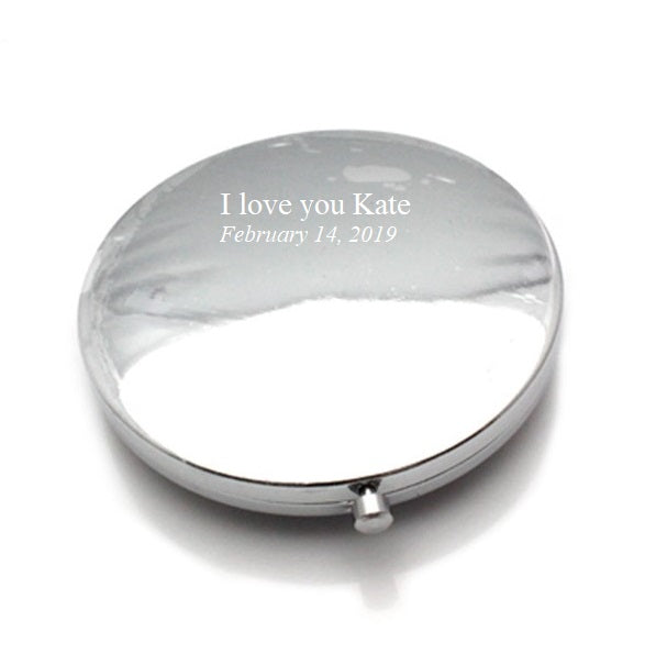 Mia® Jeweled Compact Mirror - back side shown engraved - invented by #MiaKaminski #MiaBeauty #Mirrors #CompactMirror #TravelMirror #purseMirror #Pretty #love #mothersday
