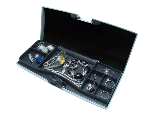 Storus Smart Jewelry Case® open view compartment side full of jewelry