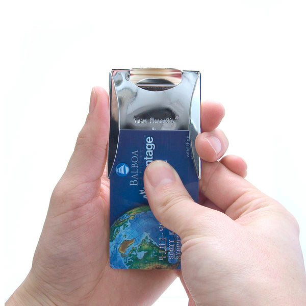 Smart Money Clip Titanium finish - sliding cards on channel side