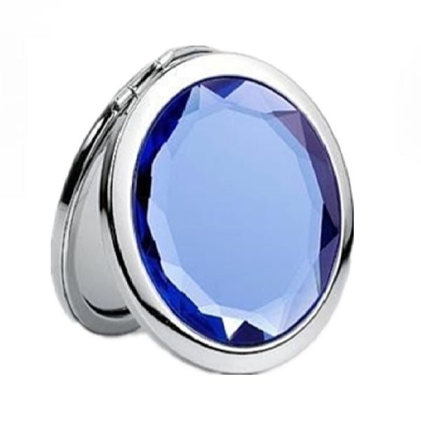 Mia® Jeweled Compact Mirror - Royal Blue color rhinestone - invented by #MiaKaminski #MiaBeauty #Mirrors #CompactMirror #TravelMirror #purseMirror #Pretty #love #mothersday