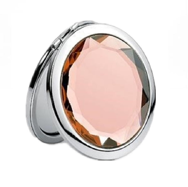 Mia® Jeweled Compact Mirror - Peach white color rhinestone - invented by #MiaKaminski #MiaBeauty #Mirrors #CompactMirror #TravelMirror #purseMirror #Pretty #love #mothersday