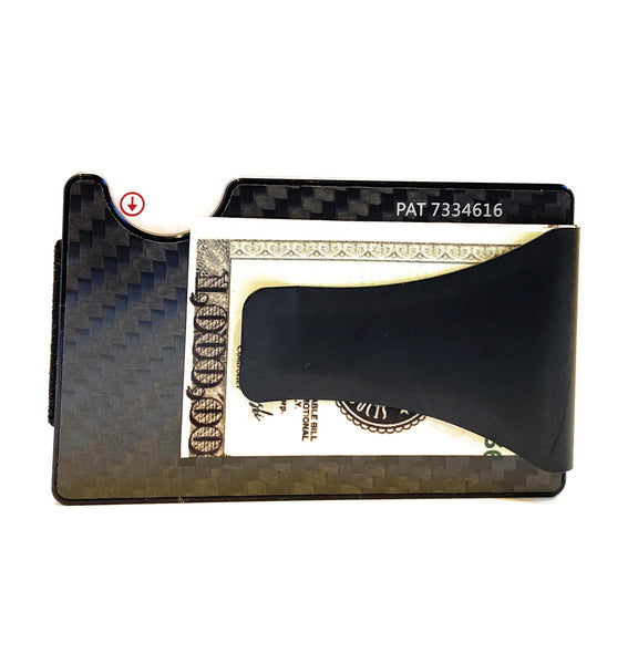 Storus Smart Wallet without screws clip  side shown with million dollar bill