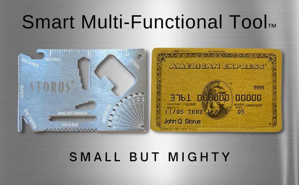 Smart Multi-Functional Tool shown next to a credit card